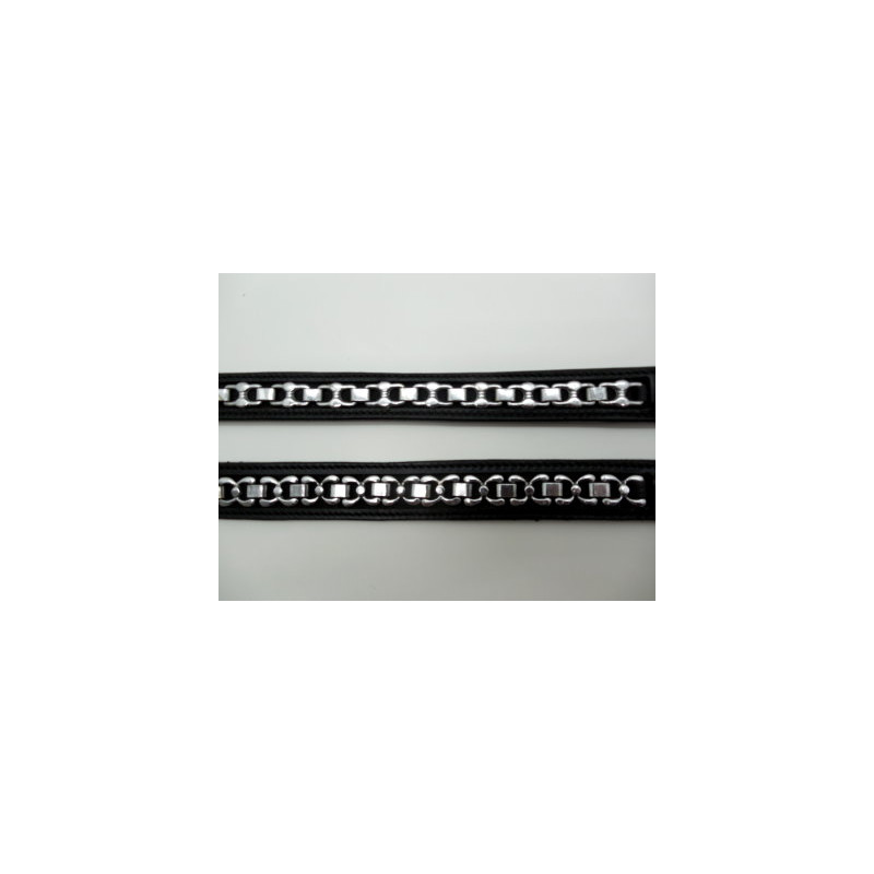 Frontal en cuir noir pour bride attelage