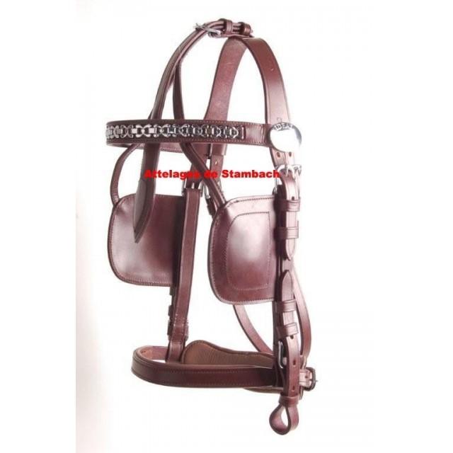 Bride d'attelage en cuir brun